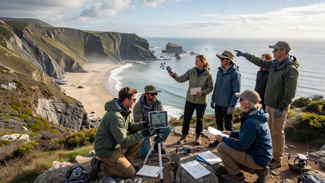 Network of personal weather stations collecting data across a protected coastal inlet